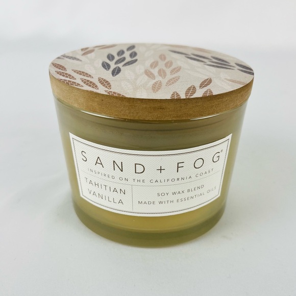 Sand + Fog Other - NWT Sand + Fog Tahitian Vanilla Candle 2 Wick 12oz Dark Cream Jar Wood Lid